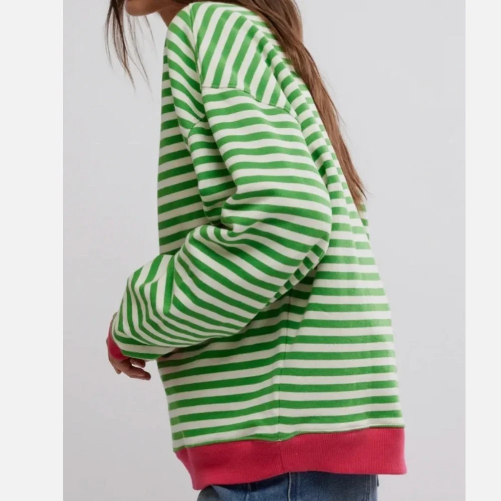 NWT Free People We The Free Classic Striped Oversized Crewneck - Picture 7 of 12